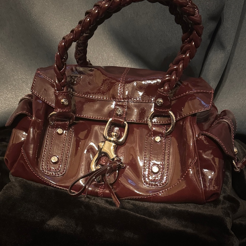 Francesco Biasia Glossy Maroon Satchel